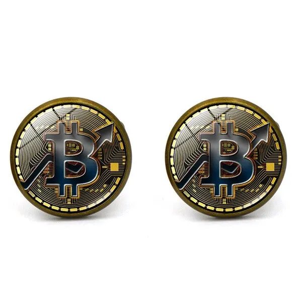 French Shirt Cufflinks Men's Metal Banquet Round Bit Coin Button  Creative Exquisite High Quality Cuff Link Gifts