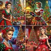 (US Local)4pack Xmas Lady-Special Shaped Diamond Painting Kit(30x30cm)