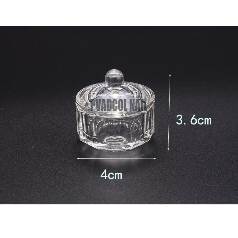 Crystal Glass Dappen Dish Cup Holder Lid Bowl Nail Art Acrylic for Liquid Powder-Nail Inspo