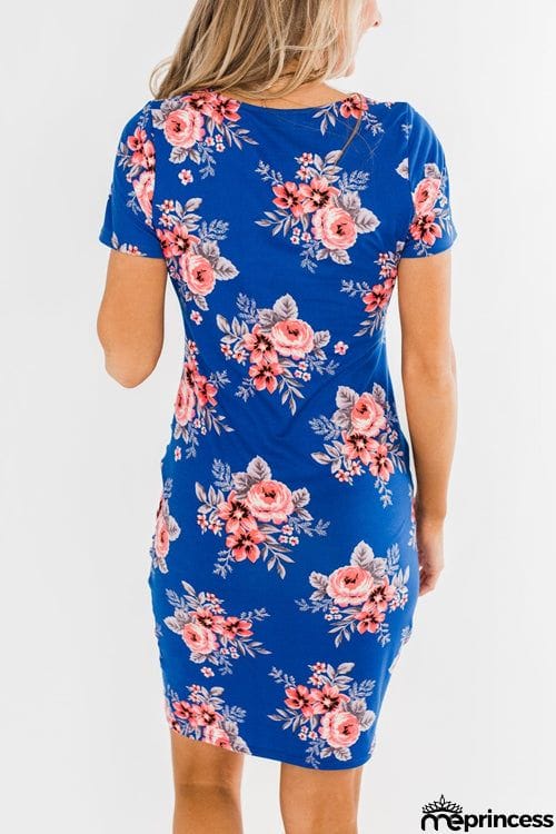 Fashion O Neck Printed Short Sleeve Dress