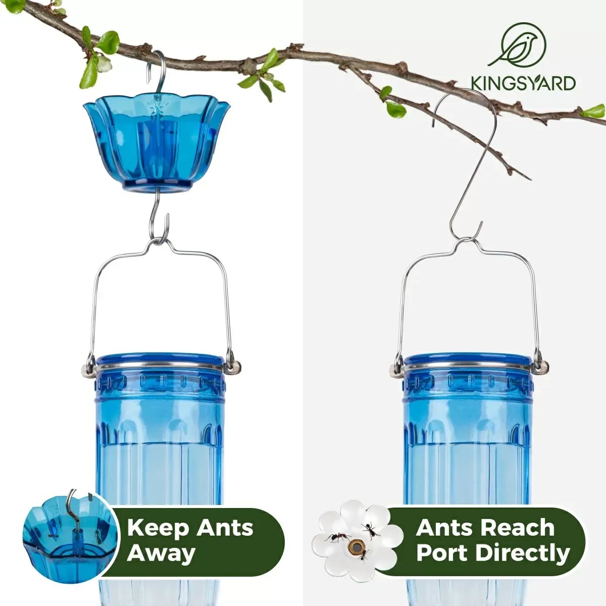 Blue Kingsyard 16oz Glass Hummingbird Feeder With Ant Moat 5 Blue Kingsyard 16oz Glass Hummingbird Feeder With Ant Moat 5