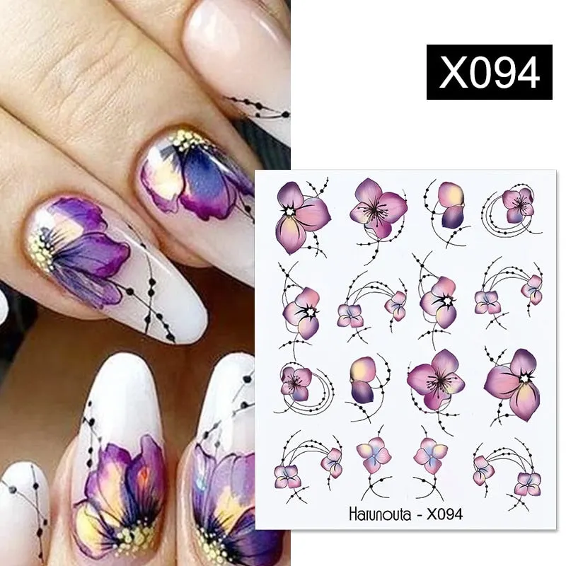 1Pc Spring Water Nail Decal And Sticker Flower Leaf Tree Green Simple Summer DIY Slider For Manicuring Nail Art Watermark