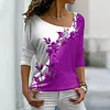 Blusa manga longa floral com decote em V