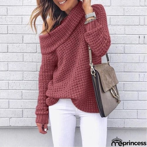 Openwork Off-Shoulder Sweater