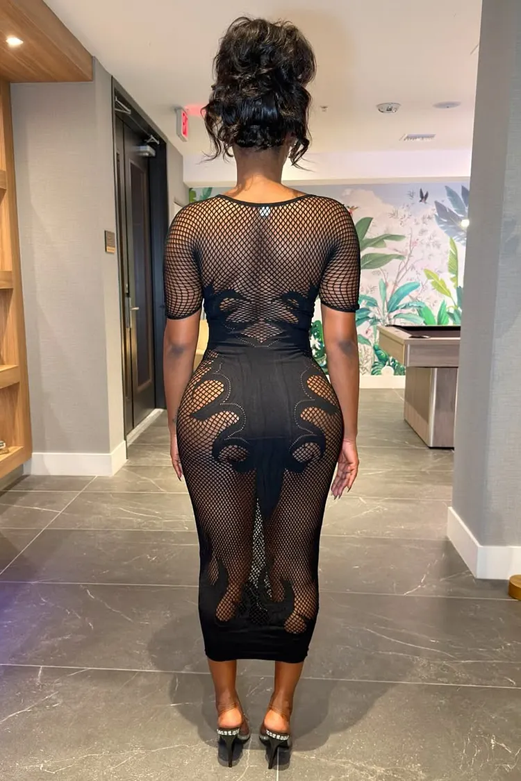 knee length dresses for ladies STAR OF THE NIGHT MESH LONGSLEEVE MAXI DRESS IN BLACK – AKIRA main image 0