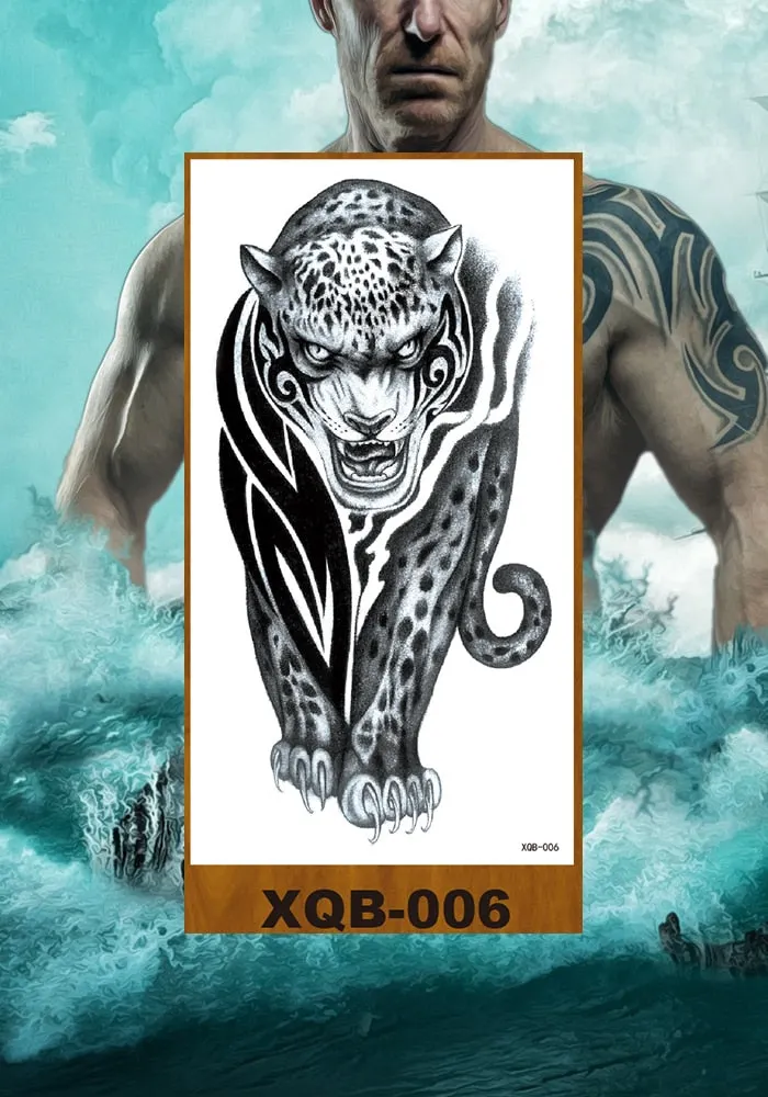 Temporary Tattoo Stickers Snake Bear Owl Fox Mermaid Tiger Wolf Lion King Men Women Girl Arm Body Chest Fake Body Leg Art Tatoo