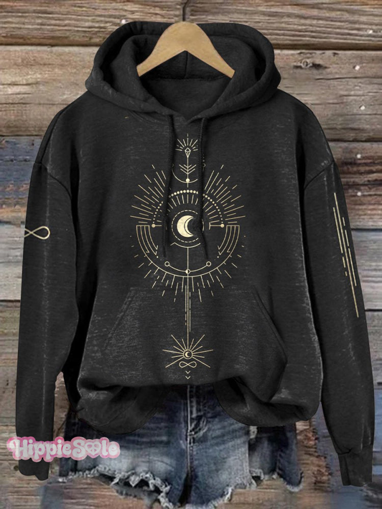 Mysterious Moon Symbol Art Printed Casual Hoodie Sweatshirt Multicolor / S