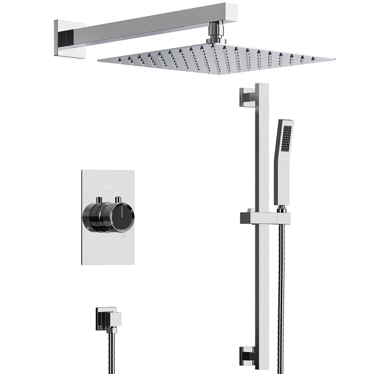 EVERSTEIN Wall Mount Shower System with Handheld in Chrome SFS-1036-CH10