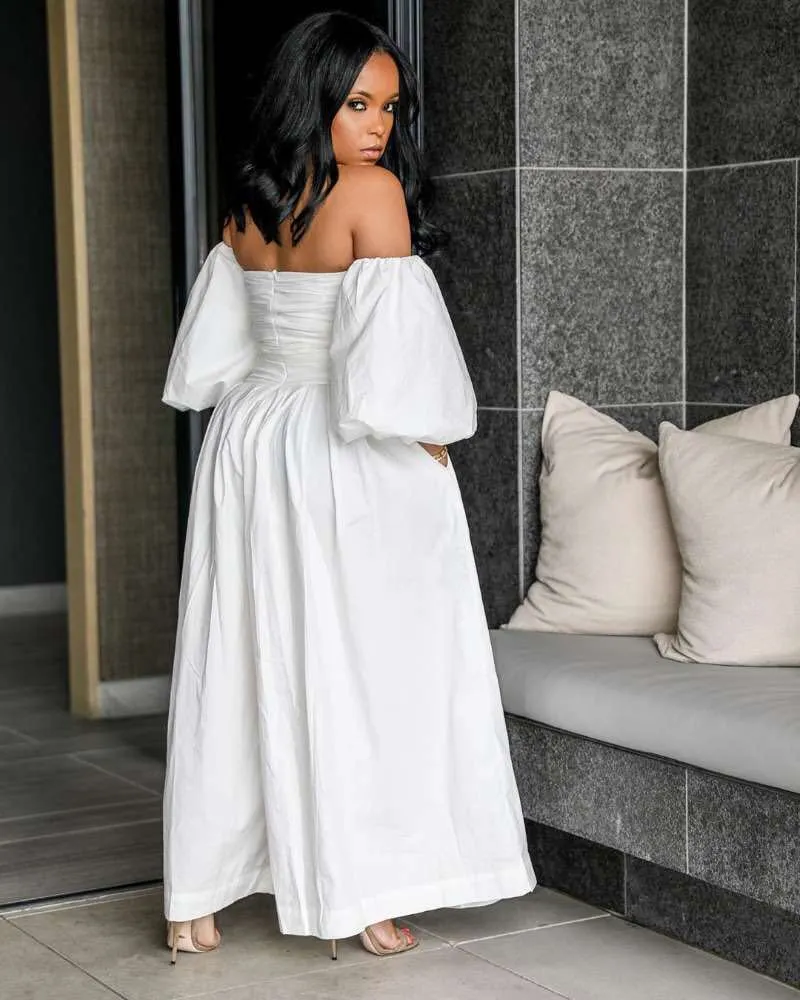Brownm Woven Casual Attractive Off-shoulder Chest-wrapped Jumpsuit