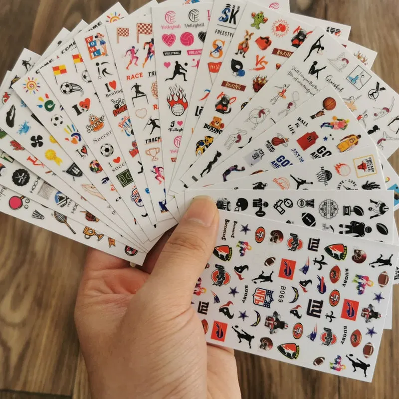 3D Sport Nail Art Sticker Cartoon Constellation Nail Decals Manicure Gymnastics Back Glue Sticker for Nails Decoration