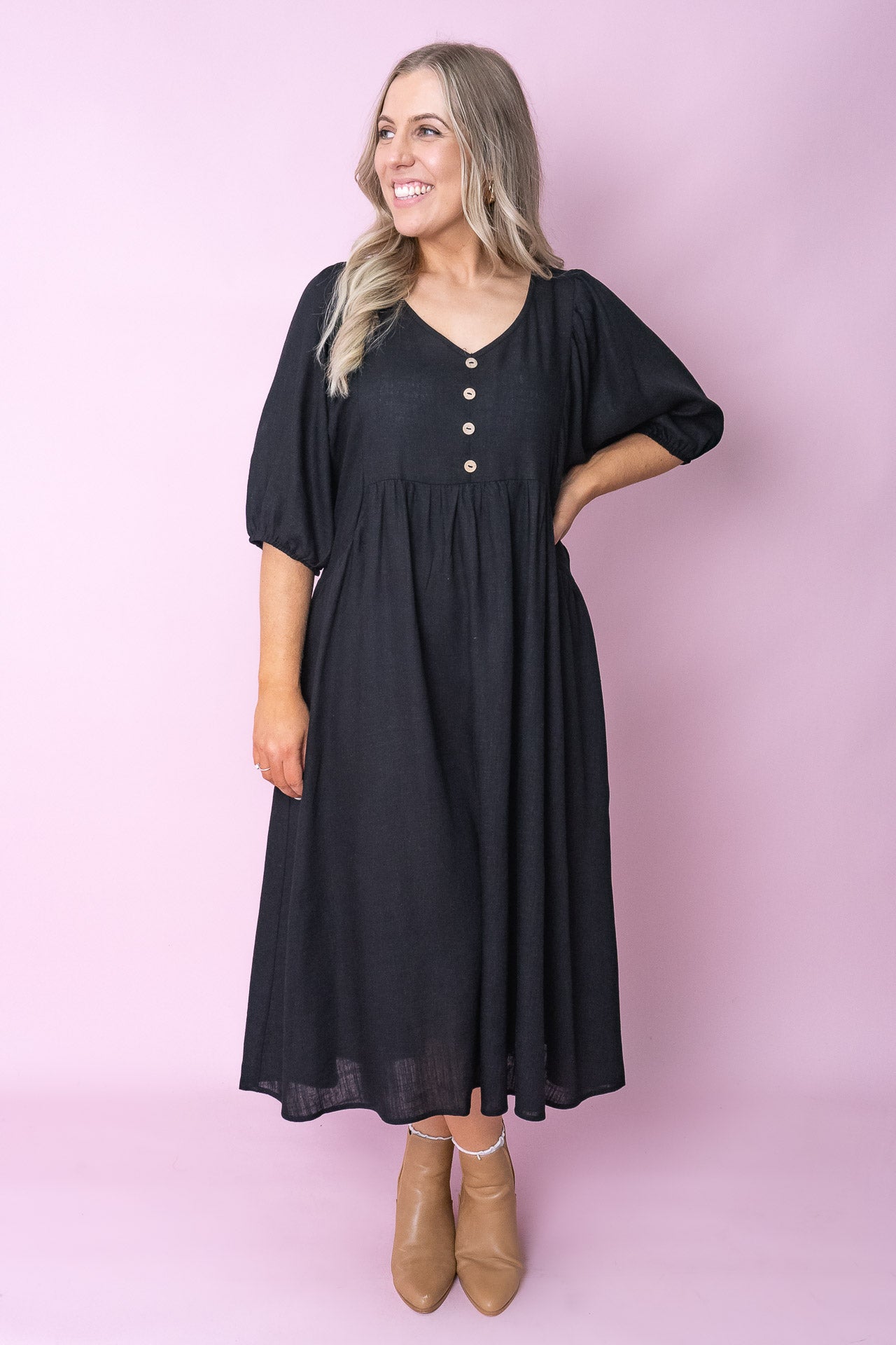 Emery Midi Dress in Black