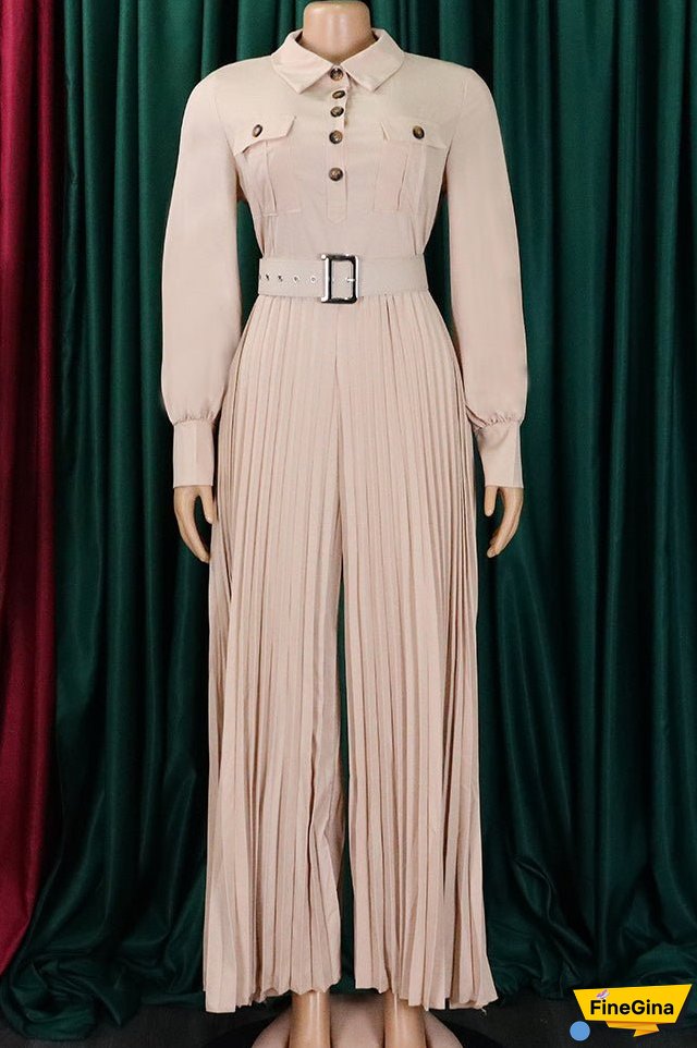 Chic Champagne Long Sleeve Jumpsuit