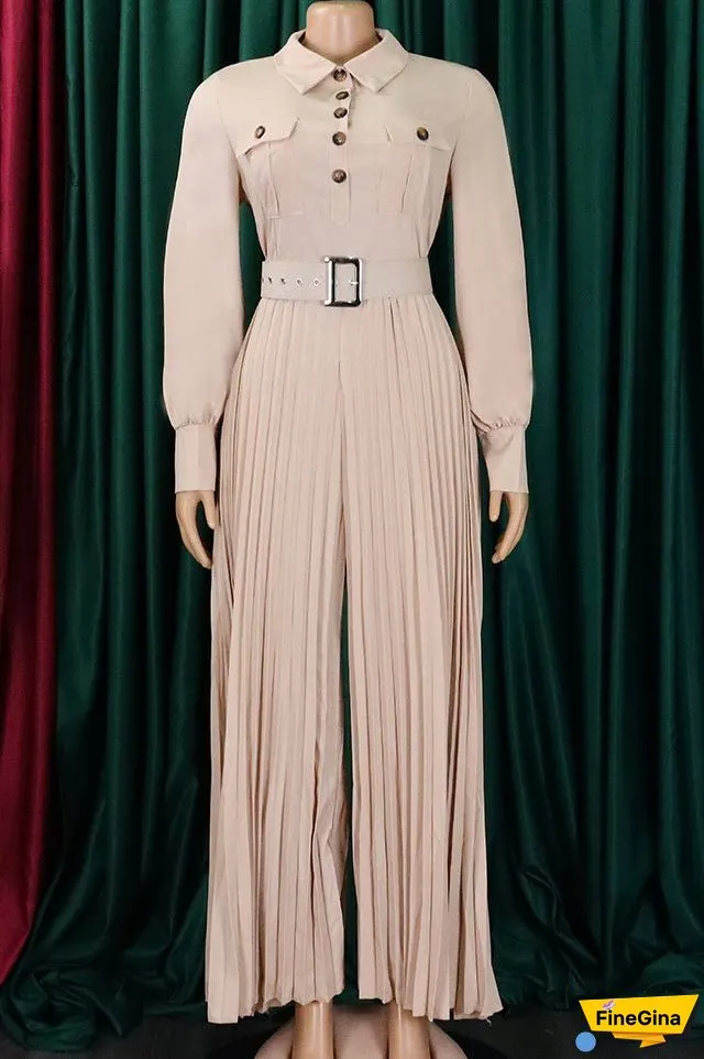 Chic Champagne Long Sleeve Jumpsuit