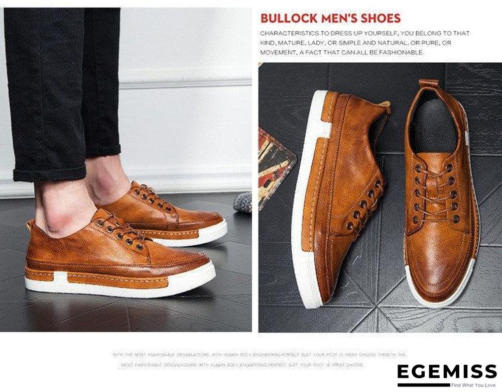 Casual Shoes Men Fashion Vintage Shoes Brown Brand Male Shoes Genuine Leather Men's Leisure Shoes | EGEMISS
