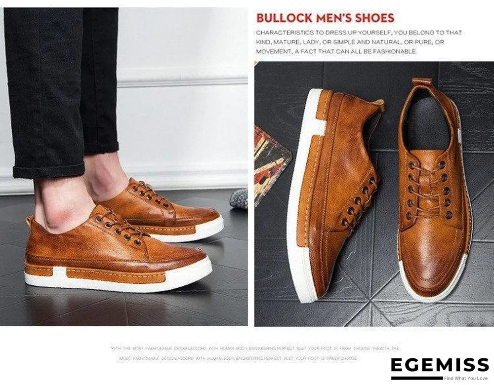 Casual Shoes Men Fashion Vintage Shoes Brown Brand Male Shoes Genuine Leather Men's Leisure Shoes | EGEMISS
