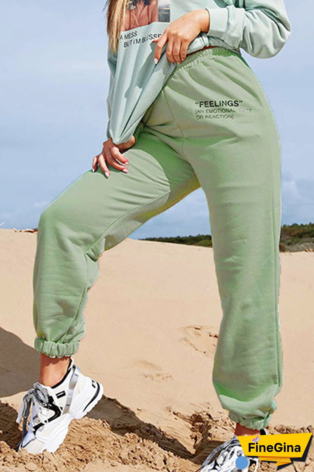 Casual Street Letter Split Joint Pocket Loose Positioning Print Bottoms
