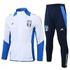 Joyfball 2024/2025 Kids Size Italy Long Zipped Jacket White Soccer Jersey 1:1 Thai Quality 