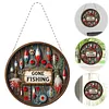 (US Local)DIY Outdoor Fishing Diamond Art Pendant Window Hanging Art for Home