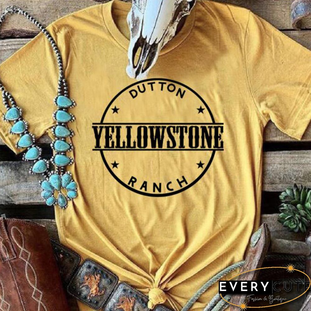 Dutton Ranch Yellowstone Tv Shows Graphic T Shirt Women Cotton White Black Beth Dutton T-Shirt Rip Wheeler Dutton Ranch Tops