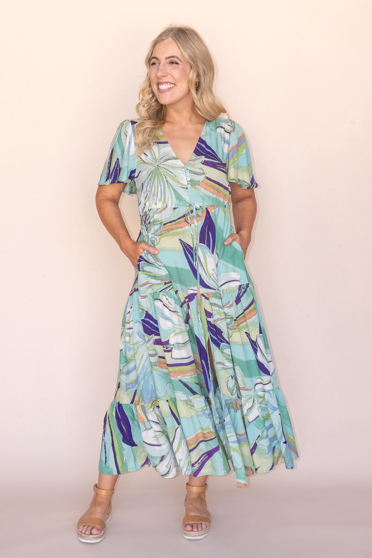 Onaya Midi Dress in Teal