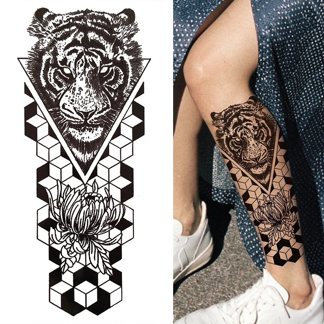 3D Snake Rose Temporary Tattoos For Women Girls Fake Flower Tattoo Sticker Black Death Eaters Dark Mark Mamba Snake Peony Tatoos 515-1