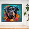 (US Local)Dog with Garland 5D DIY Full Drill Round Big Size Diamond Painting Kit Home Wall Room Decor 40x35cm