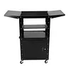 [US Local Warehouse] Rolling AV Carts Cabinet & Stands with Locking Cabinet Keyboard Tray Printer Craft Utility Cart with Wheels Height Adjustable 36-44 in 110lbs for Classroom Office