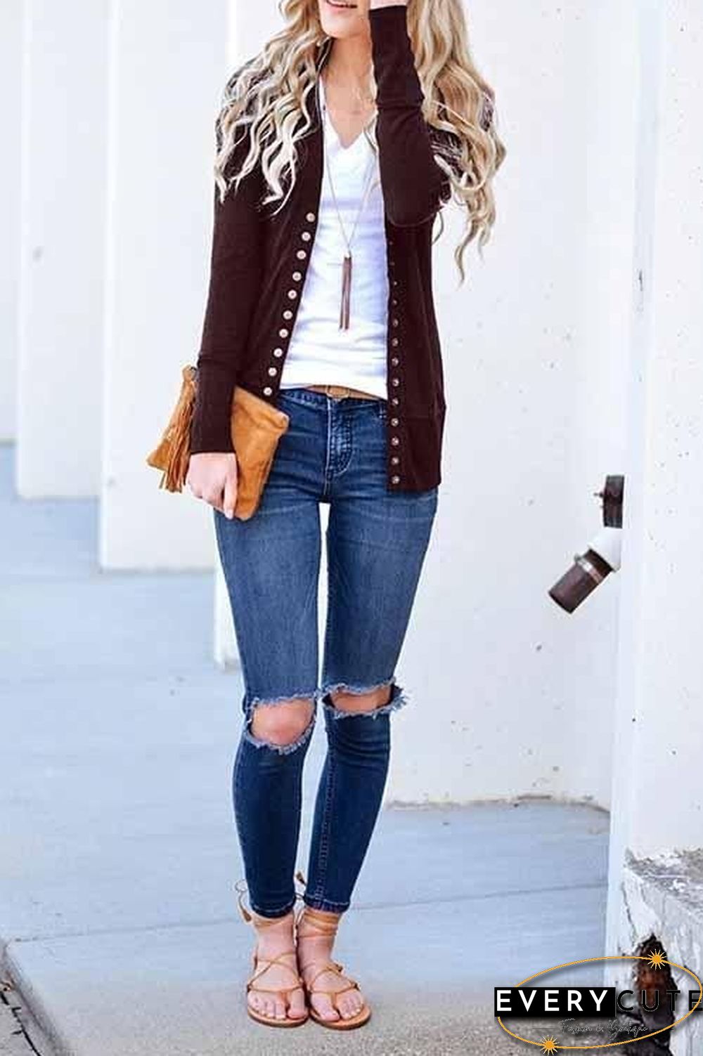 Long Sleeves Buttons Design Cardigan Tops(7 Colors)