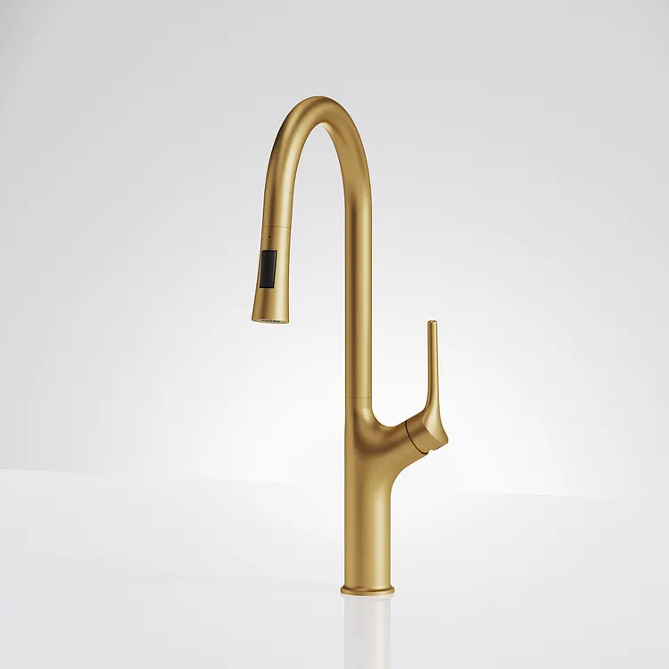 EVERSTEIN Single Handle Pull Down Kitchen Faucet Brushed Gold SFS-1300K-GD