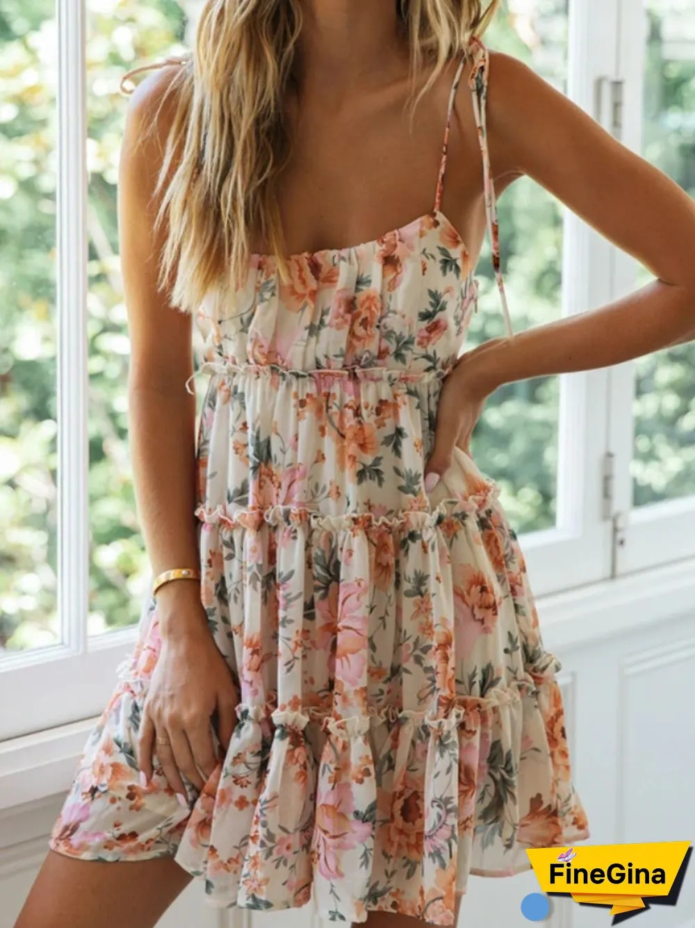 Floral Print Boho Sundress Women Ruffle Summer Dress Casual Beach Short Dress Flower Vintage Dress Women Fashion Clothes