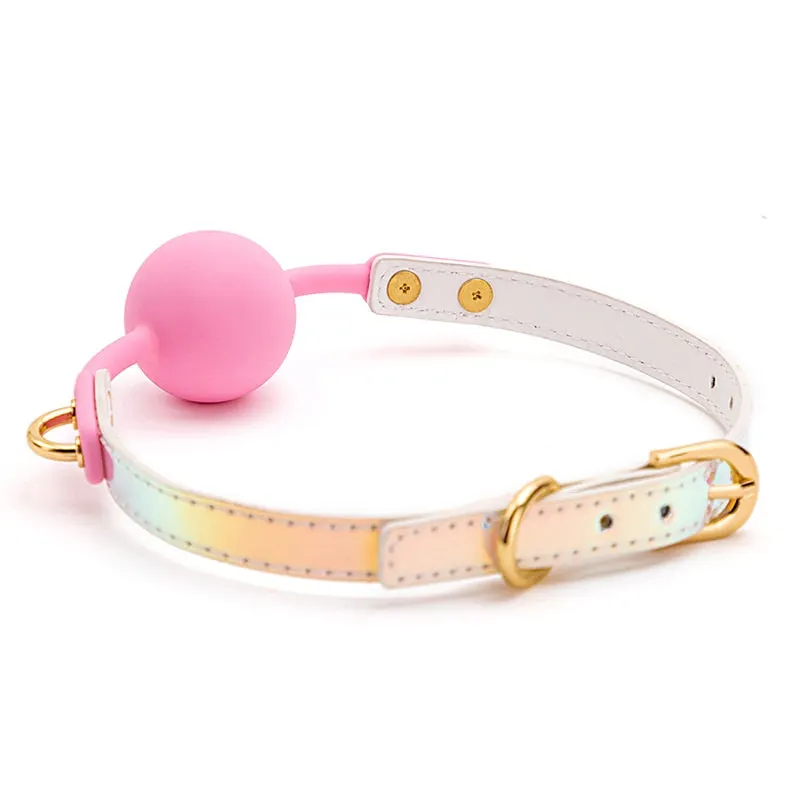 OJBK Sex Toys For Couples Adult Games Colorful Soft Silicone Ball Gag Oral Fixation PU Leather Conquer ToysBondage Mouth Gag
