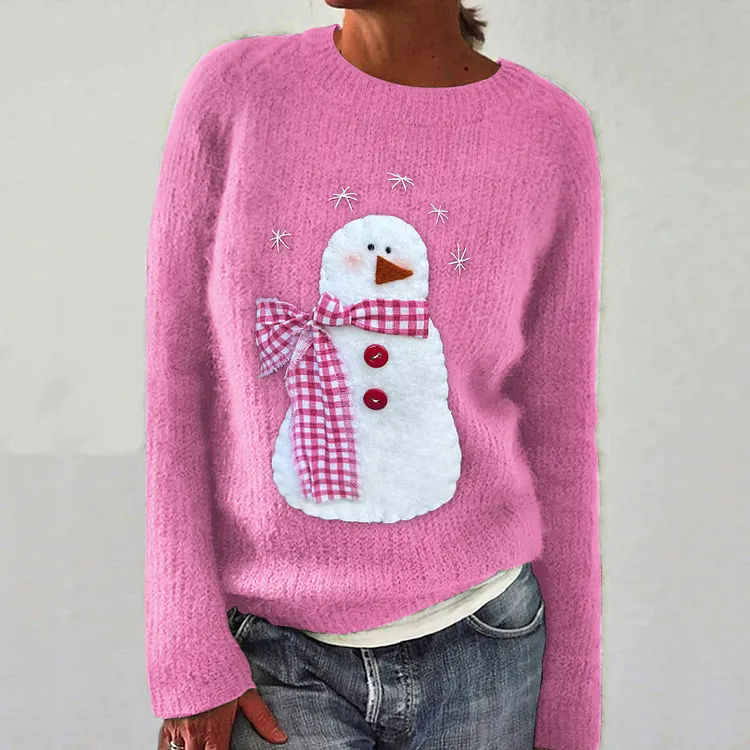 Women's Christmas Snowman Art Cozy Sweater