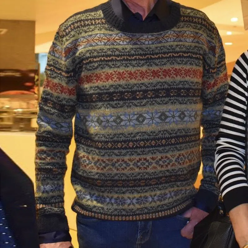 Vintage Striped Jacquard Knit Sweater