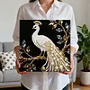 (25x25cm)DIY Pearl Painting Peacock Framed Handmade Pearl Material Art Kit Living Room Decor
