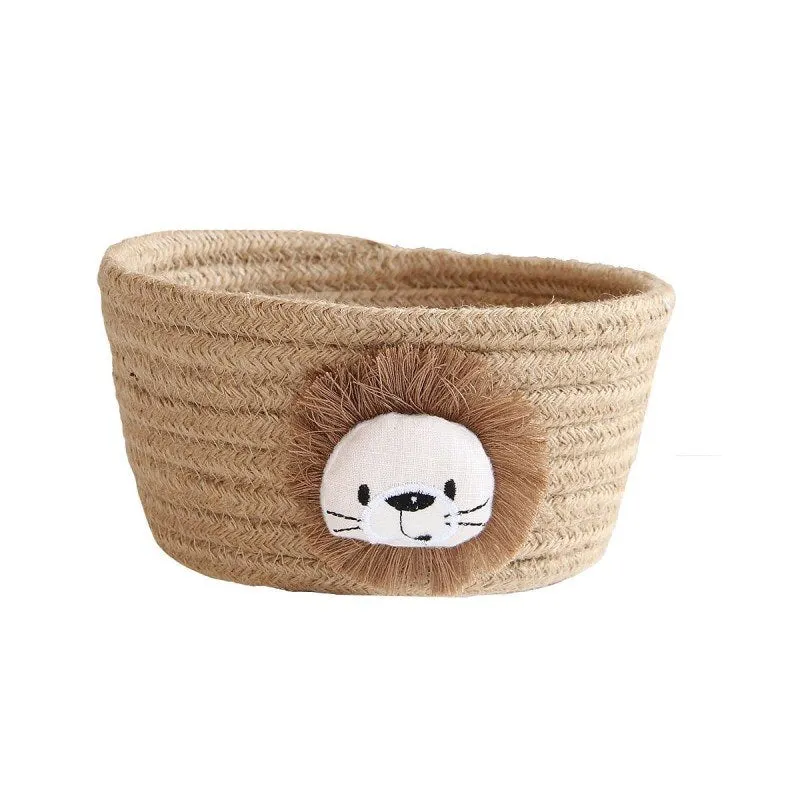 Cotton Rope Storage Baskets With Animals Shape Baby Dirty Clothes Laundry Basket Handmade Weaving Desktop Sundries Organizer Box