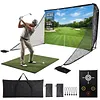 [US Local Warehouse] Golf Hitting Practice Net with 2 Side Barriers & Storage Bag 10x7ft Golf Hitting Aid Net Personal Driving Range for Backyard Driving Chipping Training Swing