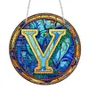 (Upgrade Size)DIY Double Sided Diamond Painting Alphabet Family Last Name Initial Sign Ornament with Chain Window Hanging Kit