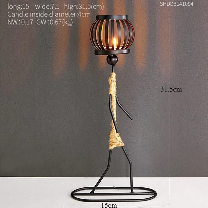 Creative Metal Candlestick Character Model Golden Candle Holder Living Room Home Decor Office Desktop Decor Accessories Gifts 1029