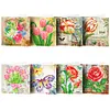 8pcs/set  DIY Postcards Flower Diamond Painting Greeting Card Includes Envelope