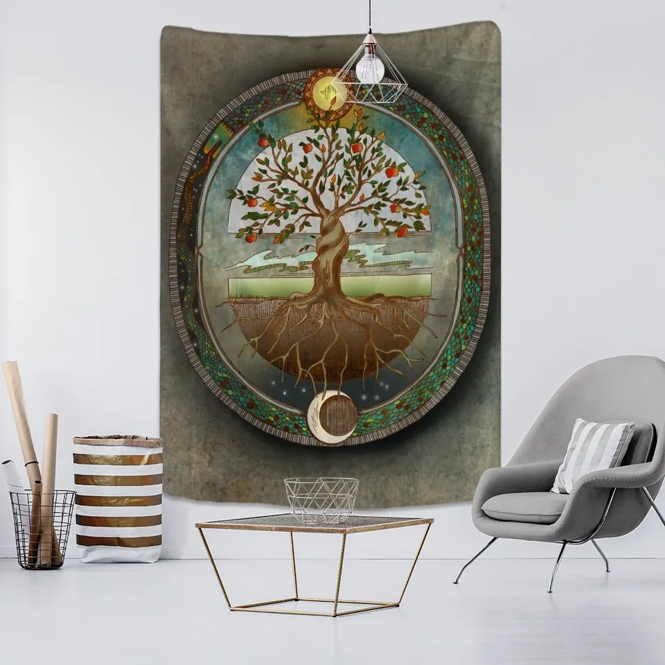Death Mushroom Forest Tapestry Wall Hanging Fairy Tale Castle Skeleton Bohemian Psychedelic Home Dormitory Dream Decor