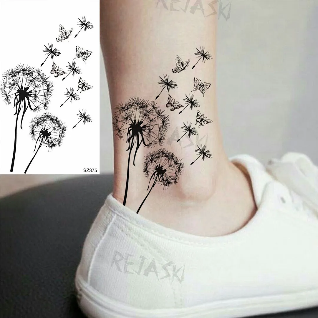 Small Henna Lotus Sexy Back Temporary Tattoos For Women Adult Feather Dandelion Fake Tattoo Body Art Waterproof Tatoos Sticker