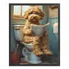 (Stamped/Counted) Dog Sitting Toilet-11CT Cross Stitch 40*50cm