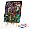（Big Size)Owl Glass Painting-Paint by Numbers Acrylic Painting 50*60CM