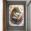 (Big Size) Dragon Reading Book - 11CT Stamped Cross Stitch 40*60cm/15.75*23.62in