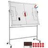 [US Local Warehouse] Mobile Double-Sided Soccer Coaching Board Height Adjustable Whiteboard with Wheels Dry Erase Board with Magnets Pen & Eraser for Coaches (Football)