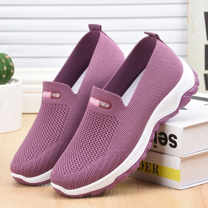 Breathable Sneakers Women Running Shoes Women  Light Mesh Flats Women's Sports Shoes Slip-on Female Loafers