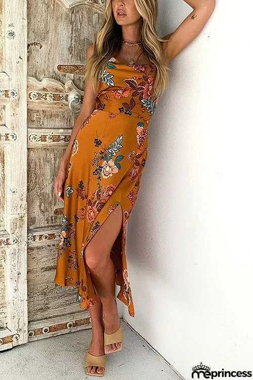 Pleated Bust SlitSlip Dress