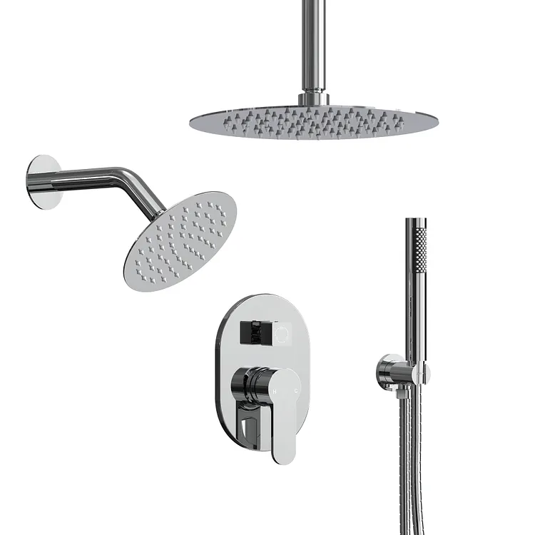 EVERSTEIN 10" Rainfall Shower System with Handheld in Chrome
