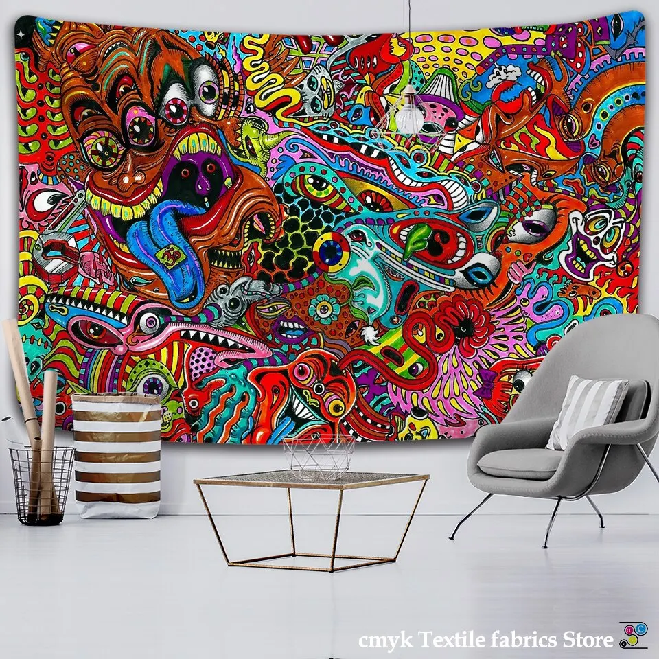 alien witchcraft Tapestry Hippie Carpet Room Trippy Tapestry Wall Hanging Witchcraft tapiz Dropship hippie deco wall hanging