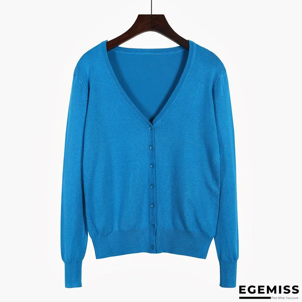 Cardigan Long Sleeve V Neck Air Conditioned Shirt Slim and Simple | EGEMISS